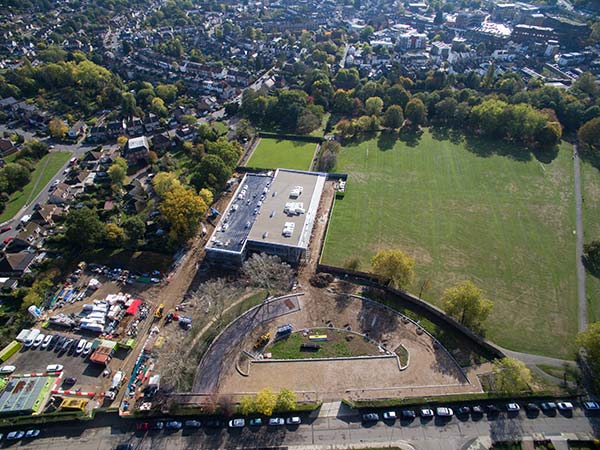 construction drone New Barnet Leisure Centre Oct18 0111